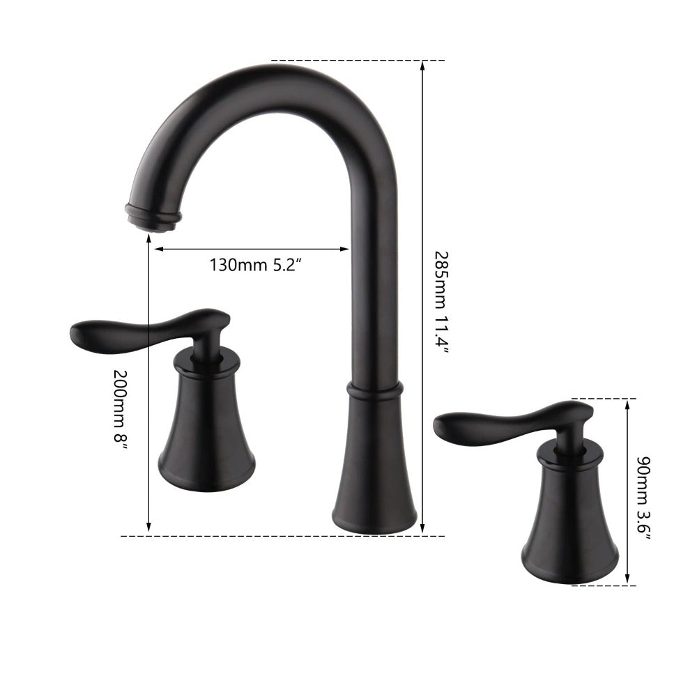 Wash Basin Sink Deck Mounted Solid Black Tap