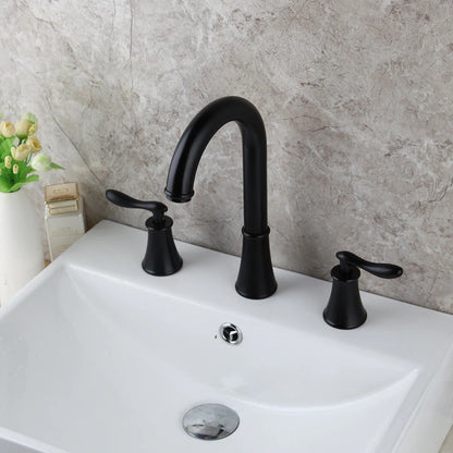 Wash Basin Sink Deck Mounted Solid Black Tap