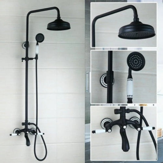 Black Bathroom Swivel Round Faucet Set