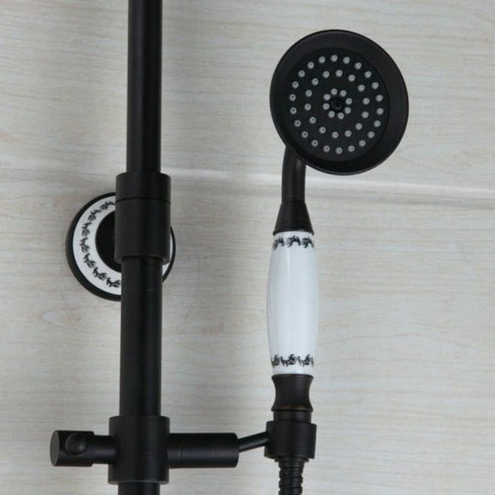Black Bathroom Swivel Round Faucet Set