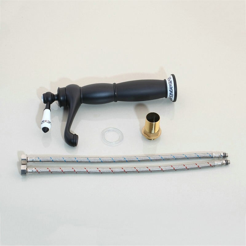 Black Ceramic Handle Oil Rubbed Black Faucet