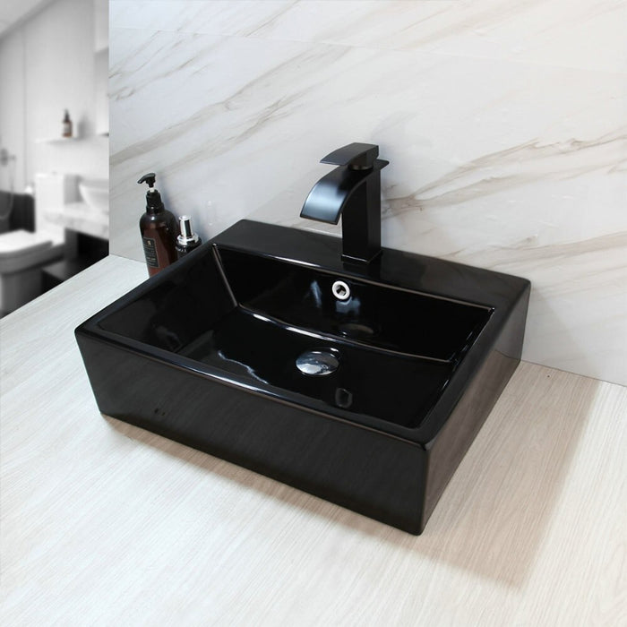 Black Ceramic Wash Basin Sink Set