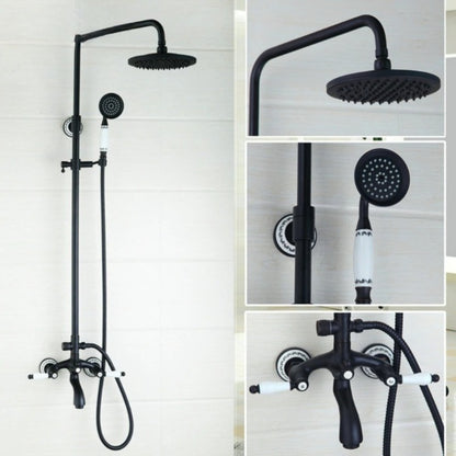 Black 8-Inch Bathroom Double Handles Shower Mixer Faucet Tap Set