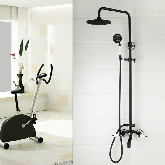 Black 8-Inch Bathroom Double Handles Shower Mixer Faucet Tap Set