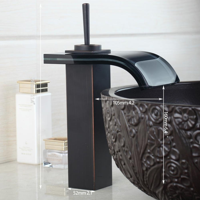 Black Solid Brass Waterfall Mixer Faucet