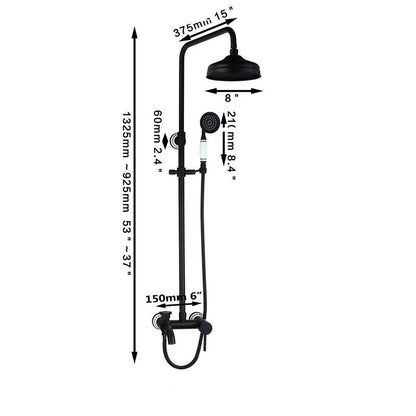 Black Wall Mount Thermostatic Hand Spray Shower Faucet Set