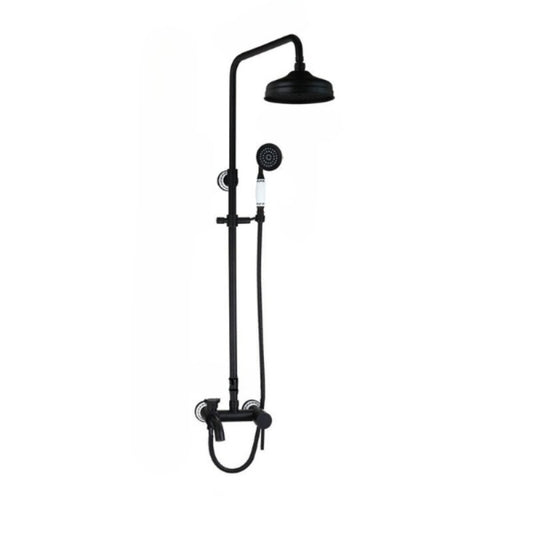 Black Wall Mount Thermostatic Hand Spray Shower Faucet Set
