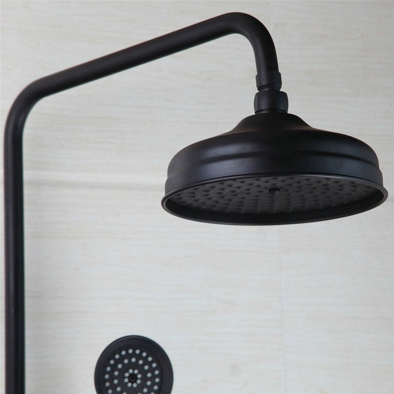 Black Wall Mount Thermostatic Hand Spray Shower Faucet Set