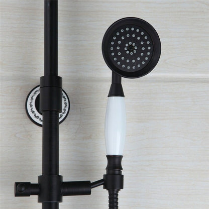 Black Wall Mount Thermostatic Hand Spray Shower Faucet Set