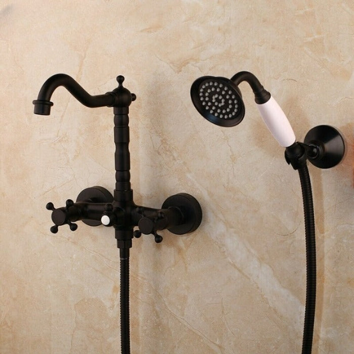 Black ORB Wall Mounted Bathroom Dual Handles Shower Set