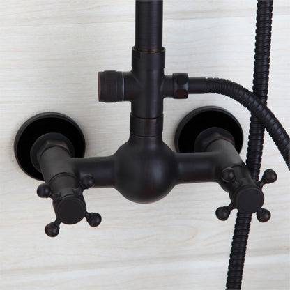 8 Inch Black Round Shower Faucet Set