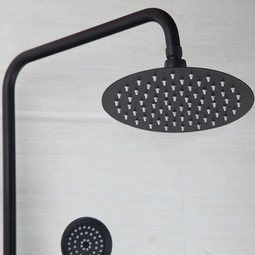 8 Inch Black Round Shower Faucet Set