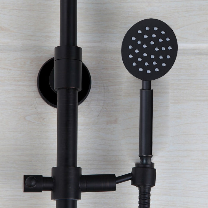 8 Inch Black Round Shower Faucet Set
