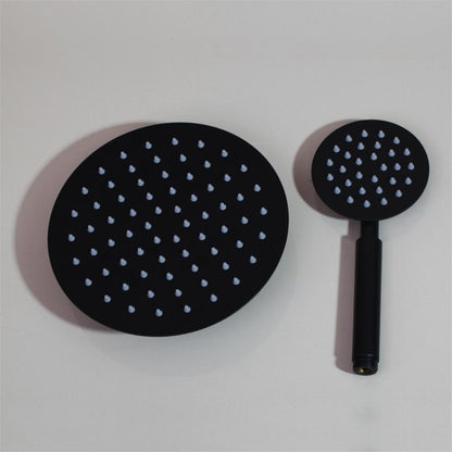 8 Inch Black Round Shower Faucet Set