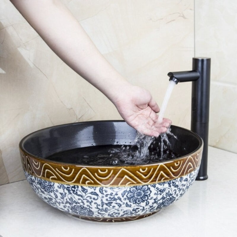 Black Sensor Ceramic Washbasin Tap