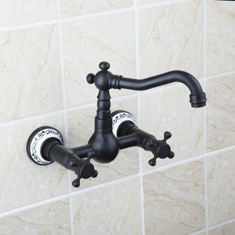 Tall Wall Mounted Black Faucet