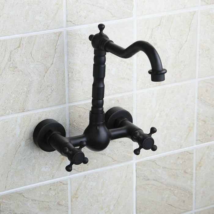 Tall Wall Mounted Black Faucet