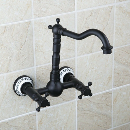 Tall Wall Mounted Black Faucet