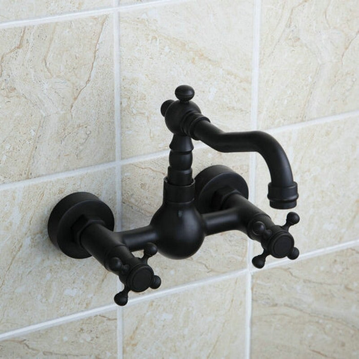 Tall Wall Mounted Black Faucet