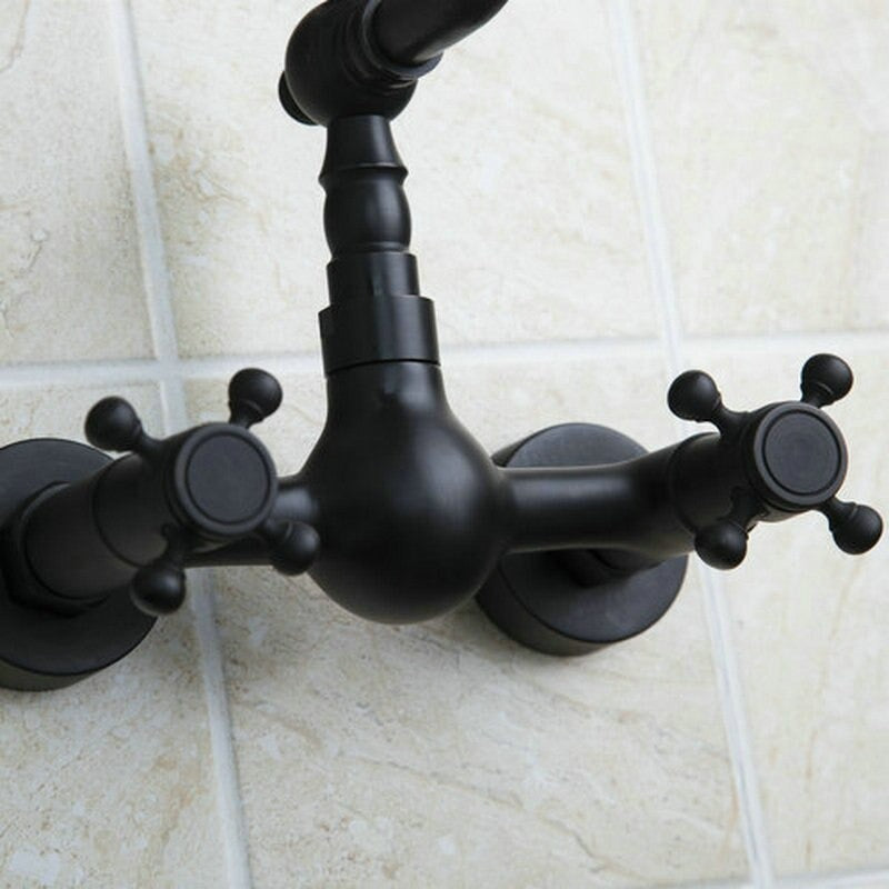 Tall Wall Mounted Black Faucet