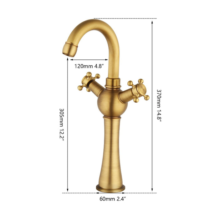 Antique Brass 2 Handles Deck Mounted Faucet