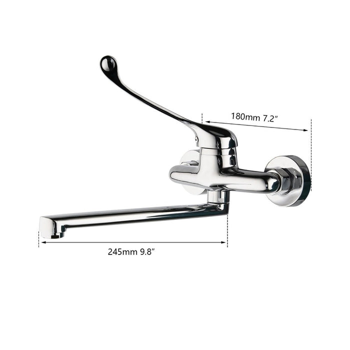 Chrome Long Handle Brass Wall Mounted Faucet