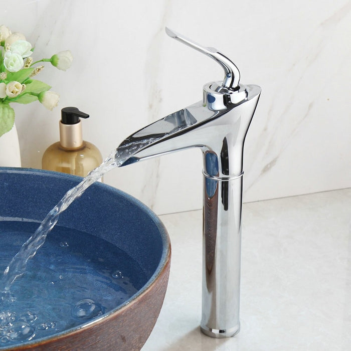 Single Handle Vessel Sink Mixer Waterfall Faucet
