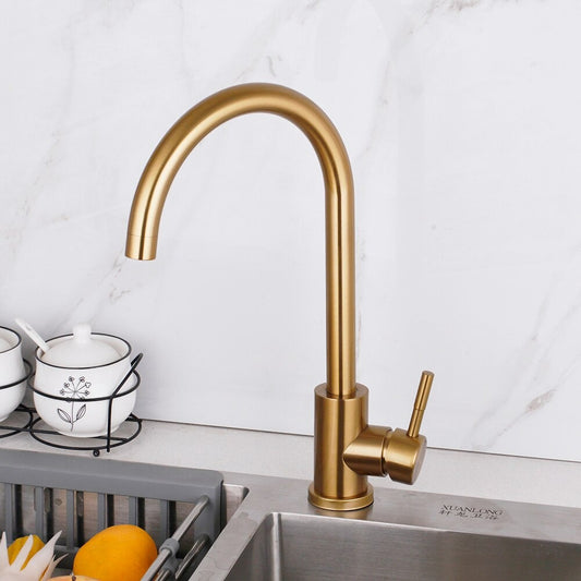 Brushed-Gold Bathroom Basin Sink Faucet Mixer Tap