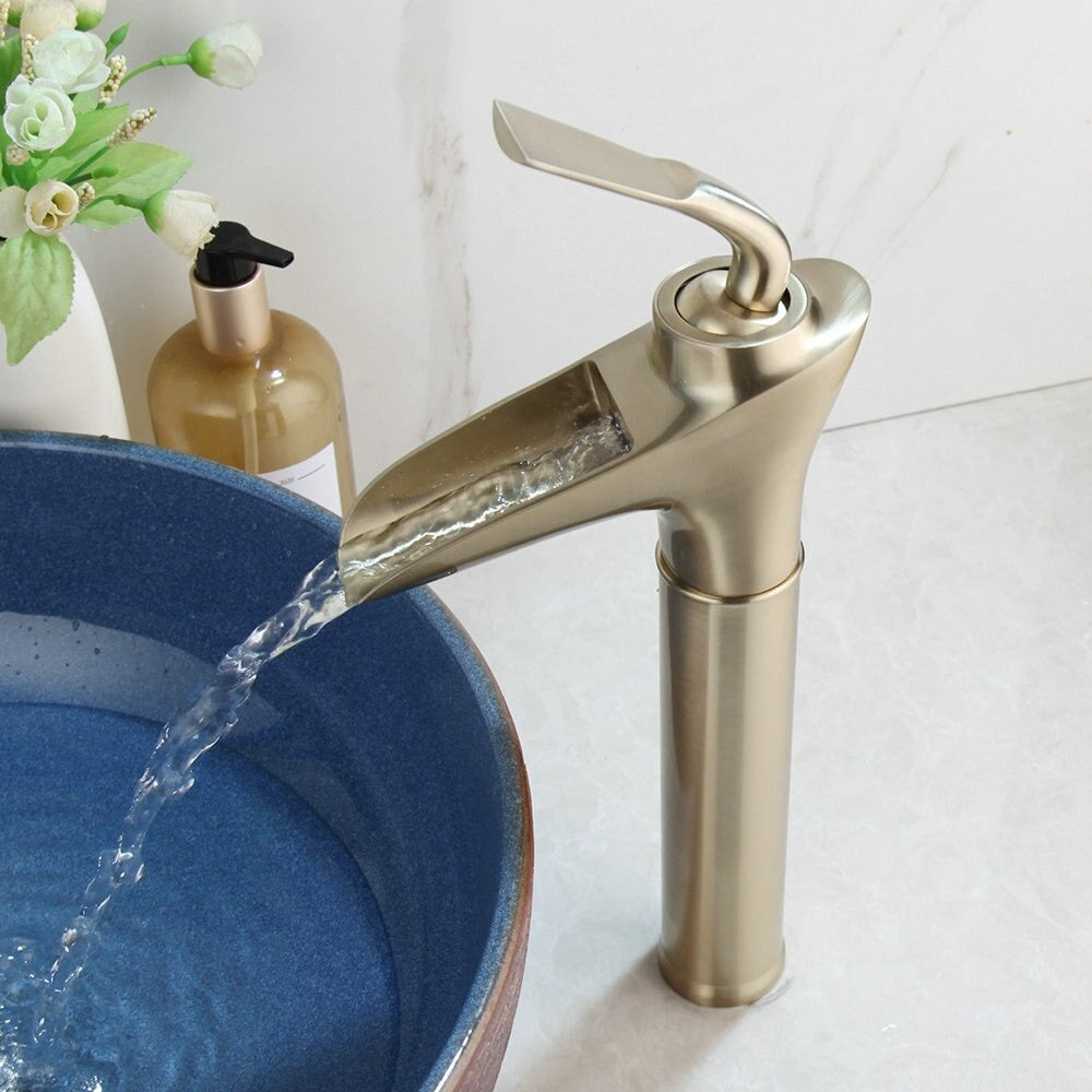 Single Handle Vessel Sink Mixer Waterfall Faucet