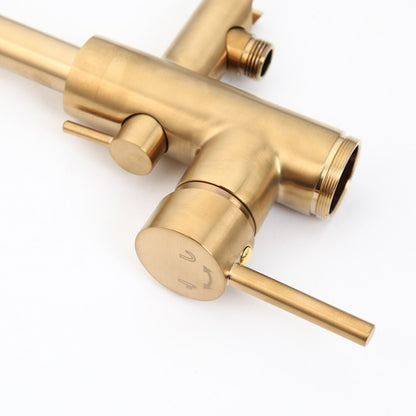 Gold High Rise Floor Mounted Bathtub Filler Shower Faucet Set