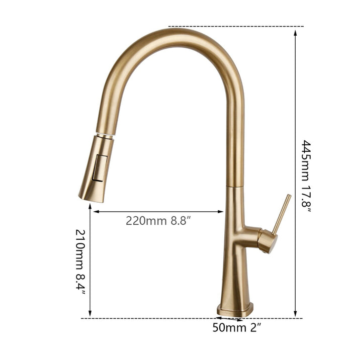 Gold Brushed Deck Mounted Kitchen Rotated Faucet Tap