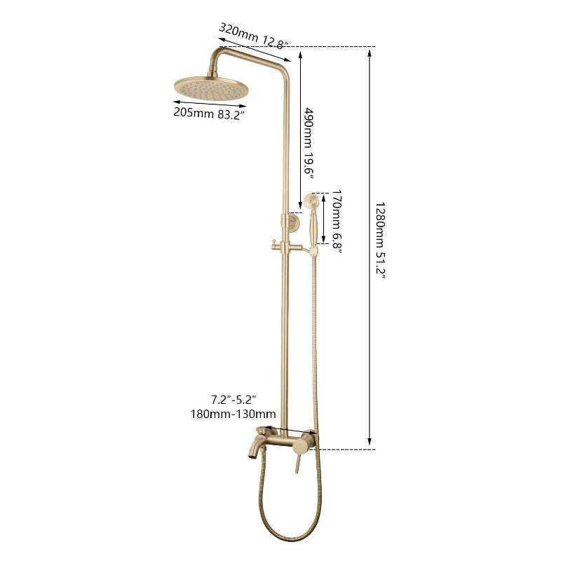 Round Rainfall Wall Mounted Bathroom Shower Set