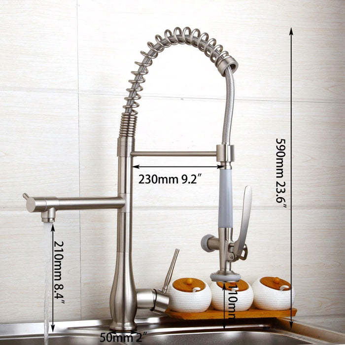Nickel Pull Down Sink Rotates Faucet