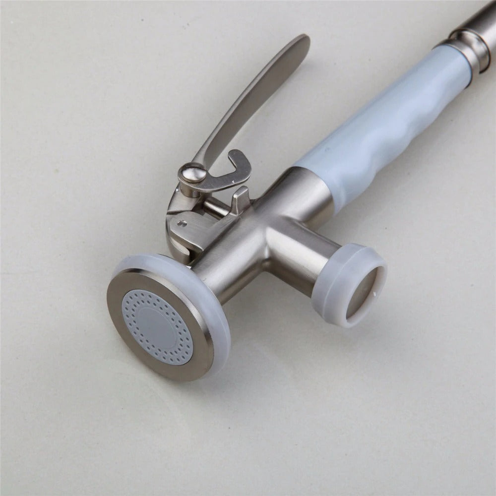 Nickel Pull Down Sink Rotates Faucet