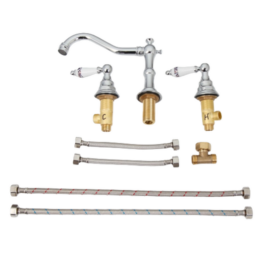 Bathroom Deck Mounted Faucet Hot & Cold Mixer Faucet Tap