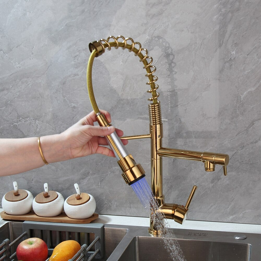 360 Swivel LED Pull Down Spring Mixer Faucet