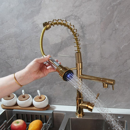 360 Swivel LED Pull Down Spring Mixer Faucet