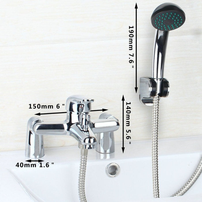 Chrome-Silver Shower Set Deck Mounted Tub Shower Faucet Set