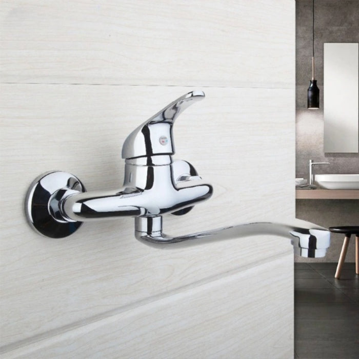 Chrome Brass Wall Mounted Bathroom Faucet Tap