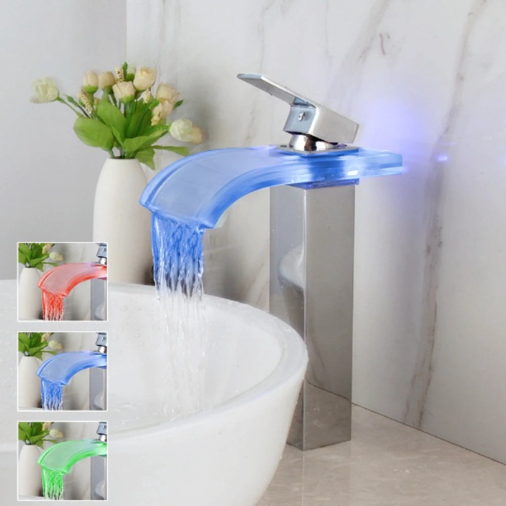 Chrome Polish Glass Basin Mixer Faucet Tap