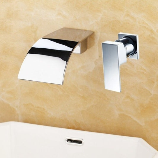 Chrome-Polish Waterfall Wall Mounted Bathtub Faucet