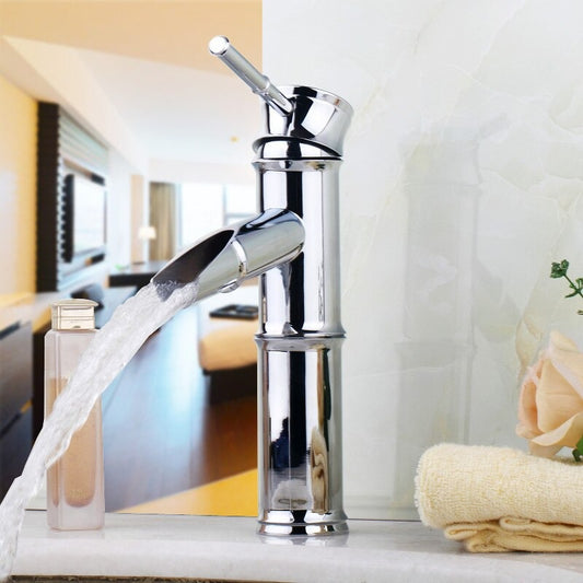 Chrome Polished Bamboo Design Bathroom Faucet