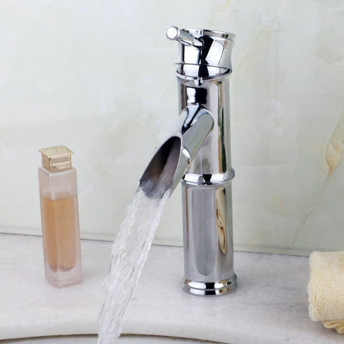 Chrome Polished Bamboo Design Bathroom Faucet