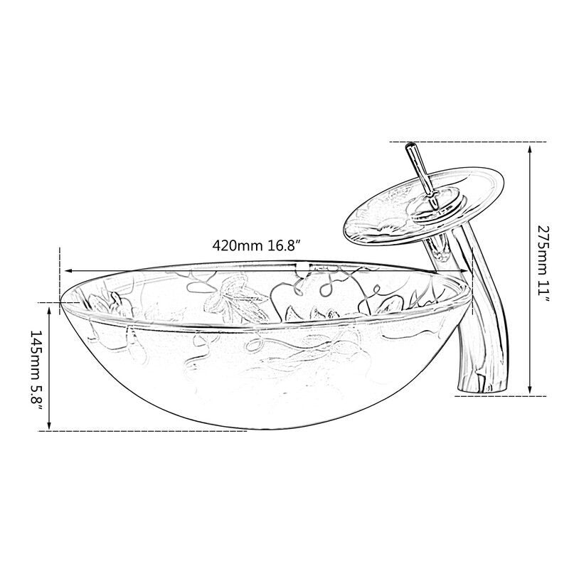 Floral Printed Chrome Waterfall Basin With Tap