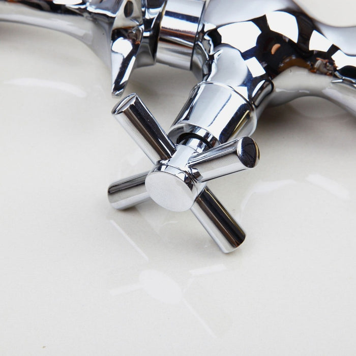 Silver-Dolphin Shape Two Handles Bathroom Faucet