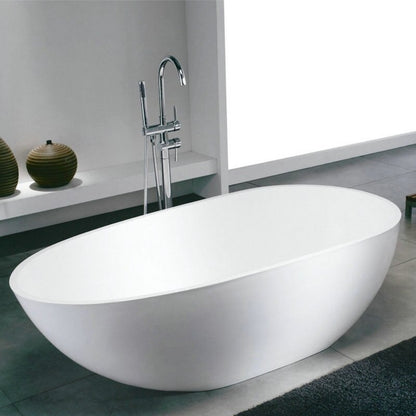 Floor Mounted Solid Brass Bathtub Dual Handles Hand Shower Bath Set