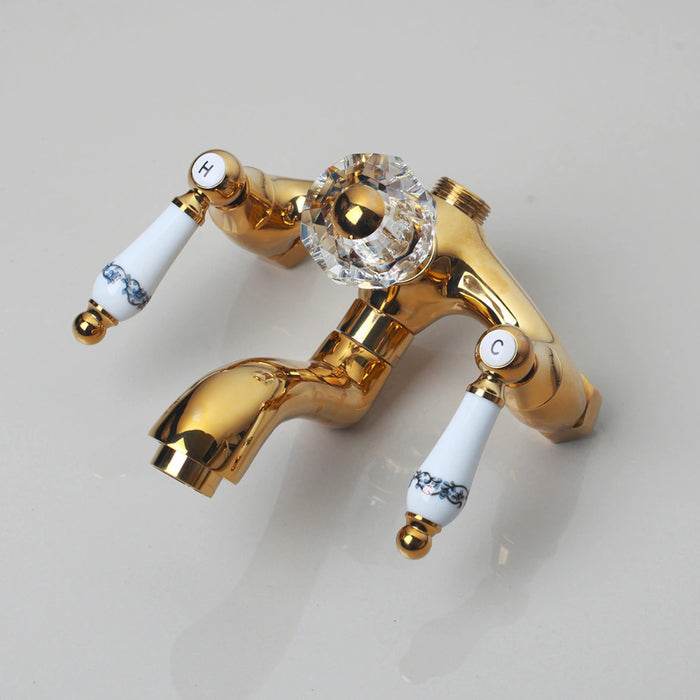 Golden Plated High-Pressure Ceramic Handle Shower Faucet Set