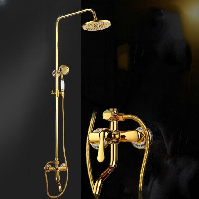 Golden Plated Brass Finish Bathroom Shower Set