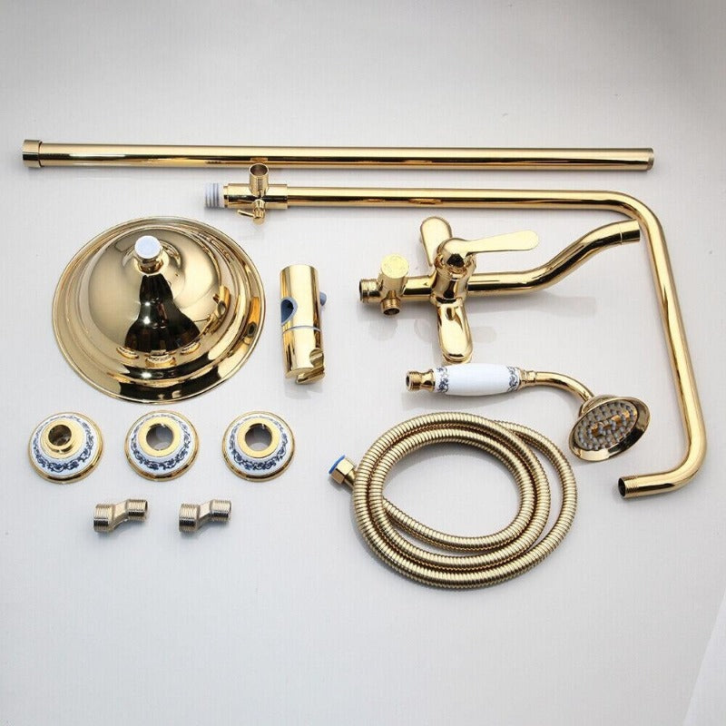 Golden Plated Brass Finish Bathroom Shower Set