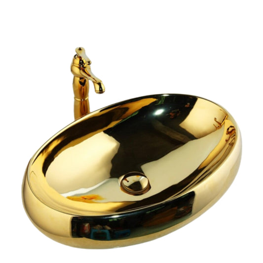 Golden Plated Ceramic Basin Sink Faucet Tap Set